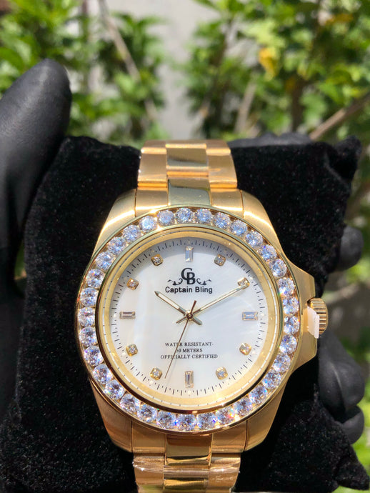 Gold Boss Watch (Pearl Dial) - Bay Area Drip Shop