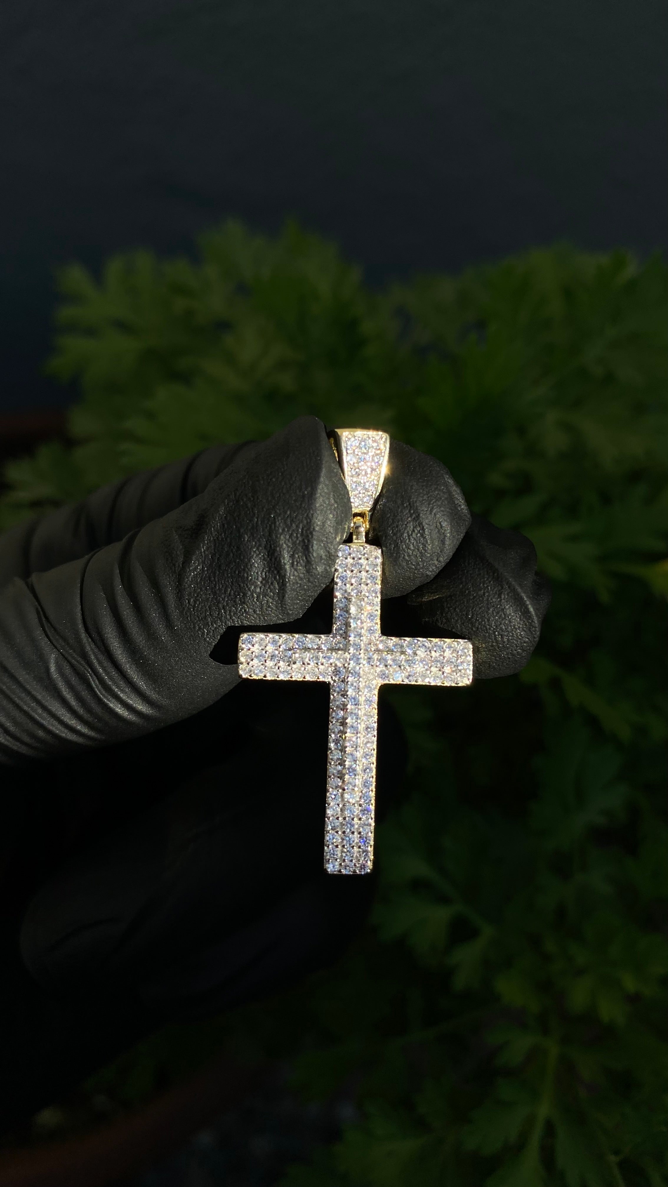 925/14k Layered Cross Pendant